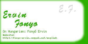 ervin fonyo business card